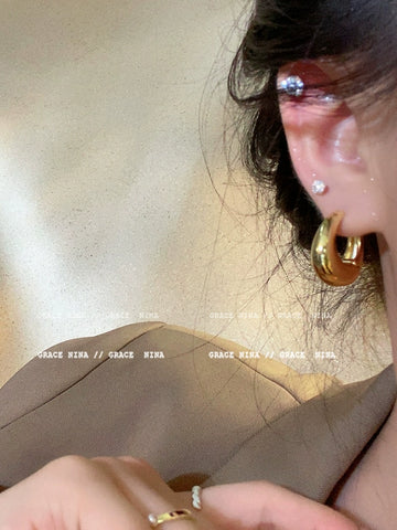 Two-tone Gold Huggie Hoop Earrings