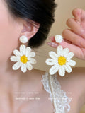 Yellow Daisy Floral Drop Earrings