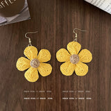 Yellow Daisy Floral Drop Earrings
