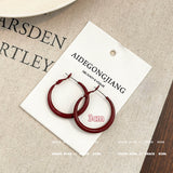 Red Retro Hoop Earrings