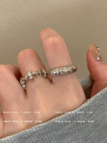 Silver Zircon Cross Ring