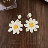 Yellow Daisy Floral Drop Earrings