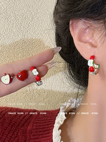 Red Apple-shaped Stud Earrings