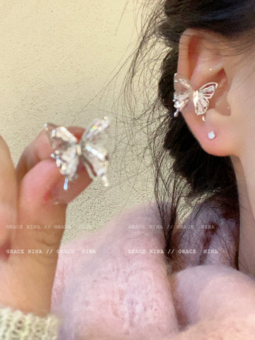 Butterfly Rhinestone Stud Earrings