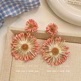 Yellow Daisy Floral Drop Earrings