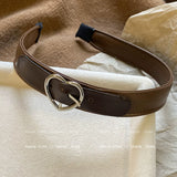 Brown Leather Heart Hair Clip