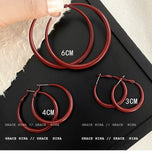 Red Retro Hoop Earrings