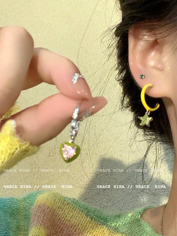 Asymmetric Heart & Star Earrings