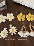 Yellow Daisy Floral Drop Earrings