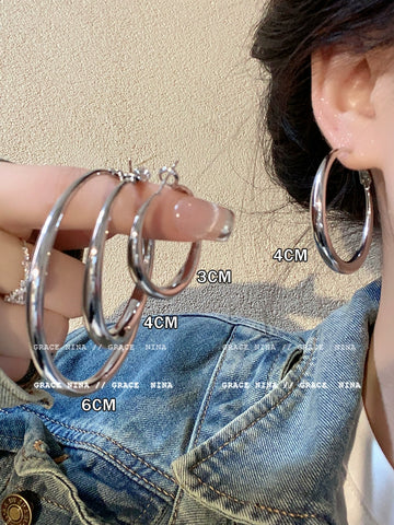 Silver Teardrop Hoop Earrings