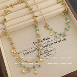 Blue Shell Chain Earrings