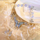 Blue Crystal Butterfly Necklace